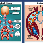 **

A side-by-side comparison of a biosimilar and the original biologic drug. Illustrate the complexity of biologic molecules, emphasizing the high similarity but not identical nature of the biosimilar. Use visual elements representing scientific analysis techniques like mass spectrometry and cellular assays. The setting should evoke a modern pharmaceutical research lab.

**