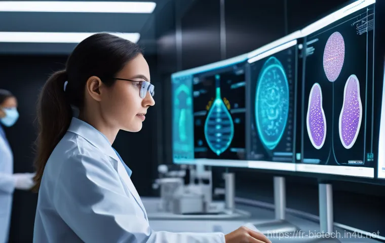 AI와 유전자 편집 - **AI-Driven Personalized Genetic Therapy:**
    A highly detailed, realistic image of a cutting-edge...