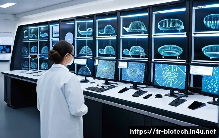 바이오테크 스타트업 사례 - A futuristic biotechnology laboratory in Paris, bustling with diverse researchers wearing lab coats ...